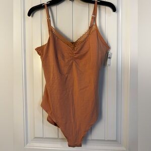 Old Navy Ribbed Lace Trim Bodysuit - Rust - NWT